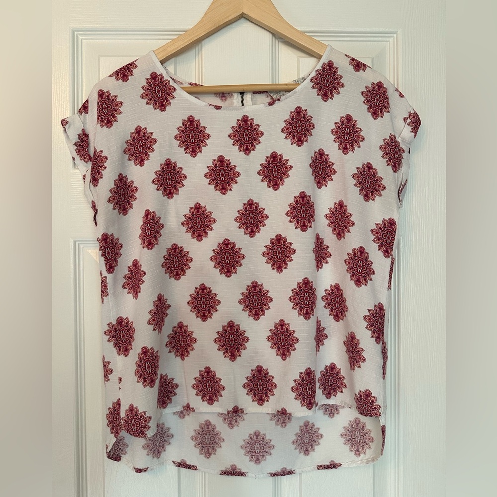 Pink Republic Boxy White and Pink Blouse